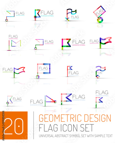 Flag icon logo set, linear design