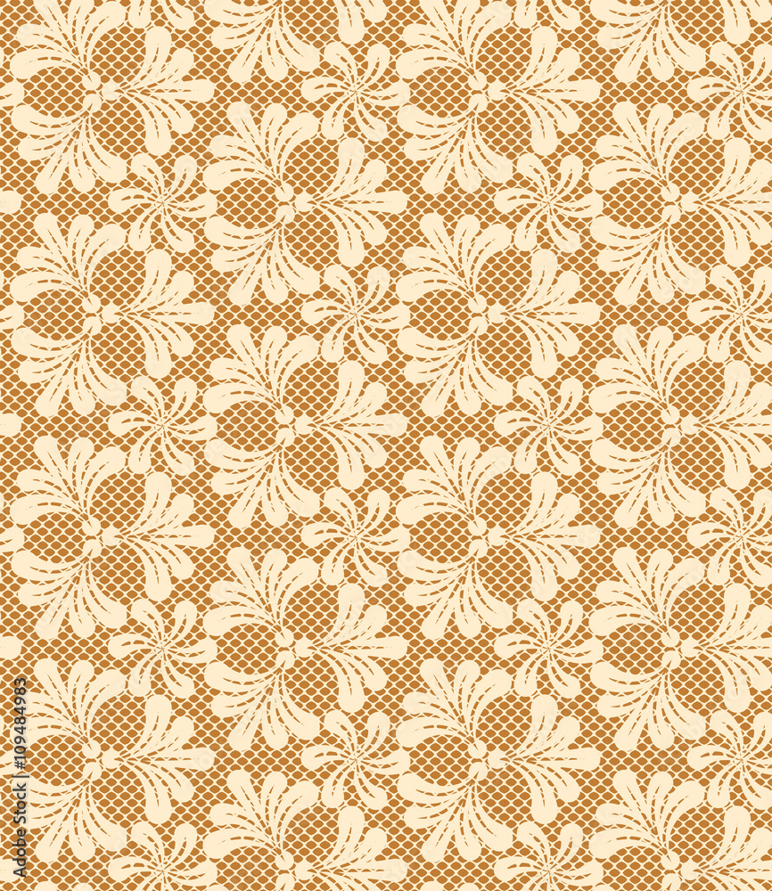 Seamless lace pattern on beige background