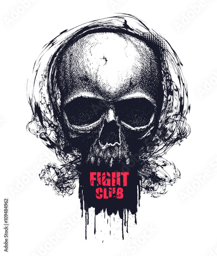 Black and white human skull