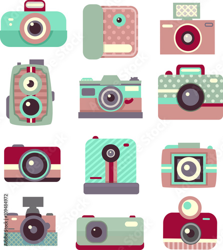 Vintage Cameras Patterns Flat