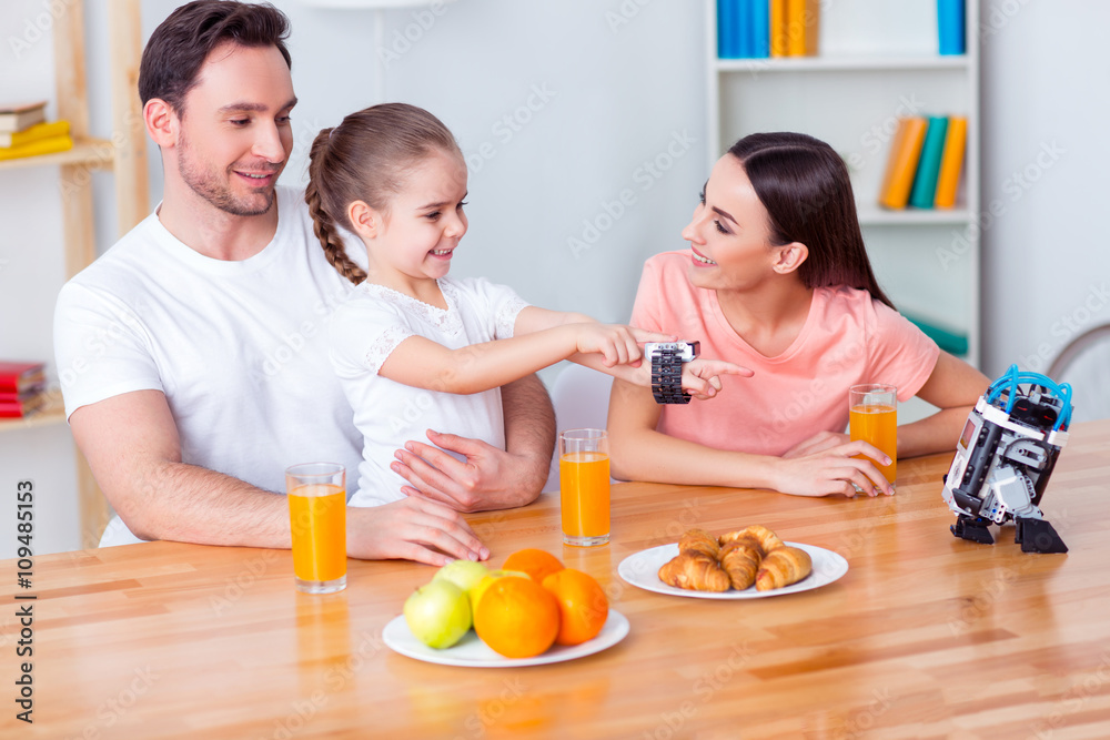 Positive family having a meal  