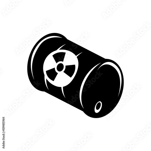 Vector black radioactive wastle ib barrel icon