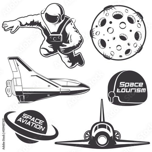 Set of vintage space elements. 