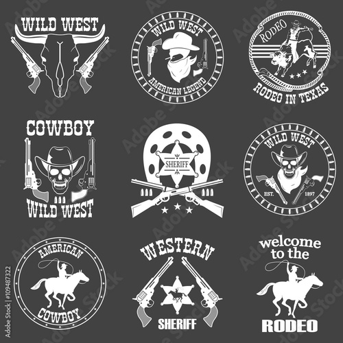 Set of wild west cowboy designed elements