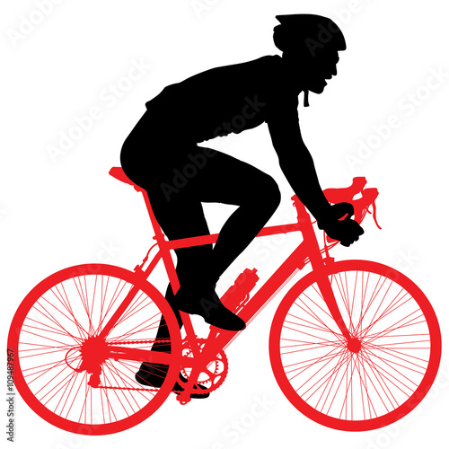 Silhouette of a cyclist male.  vector illustration.