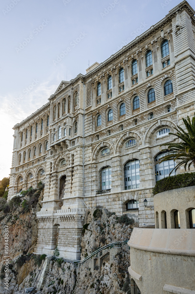 Back facade of Oceanographic museum in Monaco