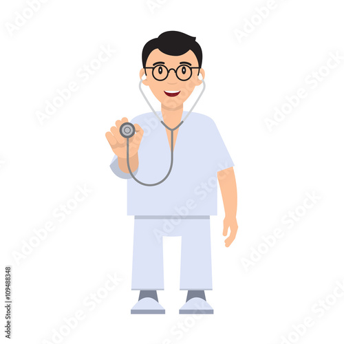 Character doctor with a stethoscope.