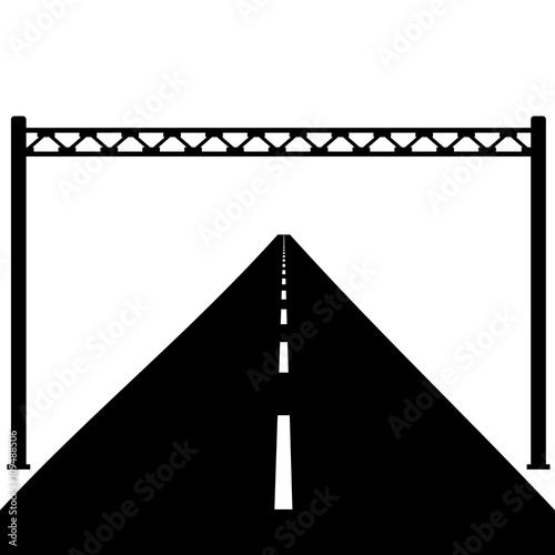 Blank road sign on the road.  Vector illustration.