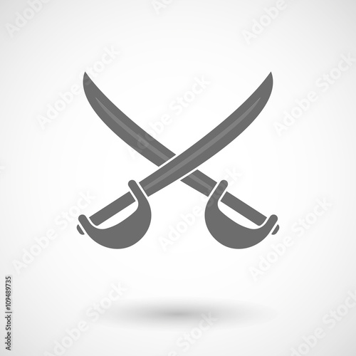 Isolated vector illustration of two swords crossed