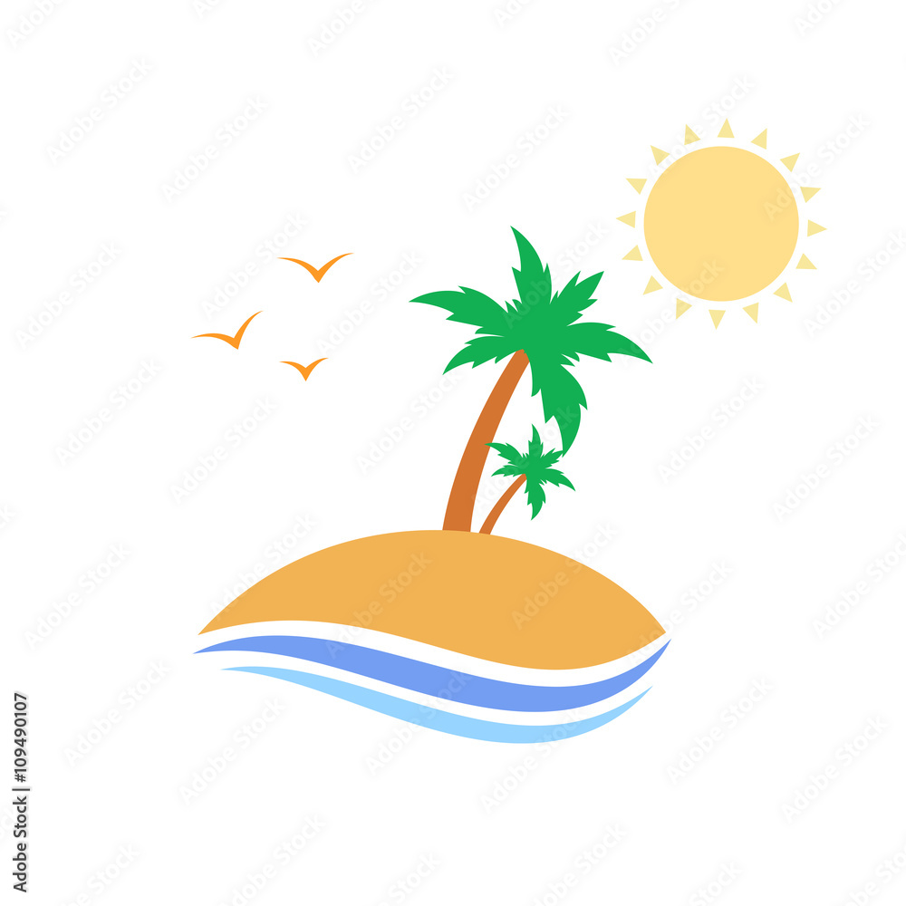 Fototapeta premium Tropical island with palm trees