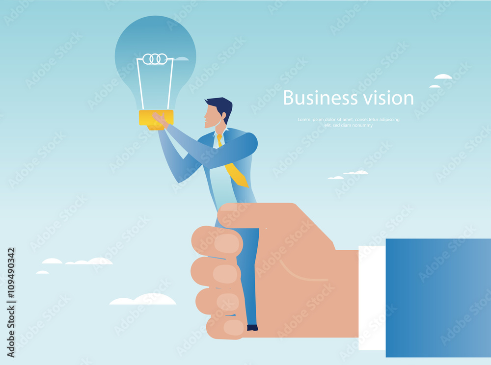 Creative business. Businessman holding light bulb Creative business. Businessman holding light bulb