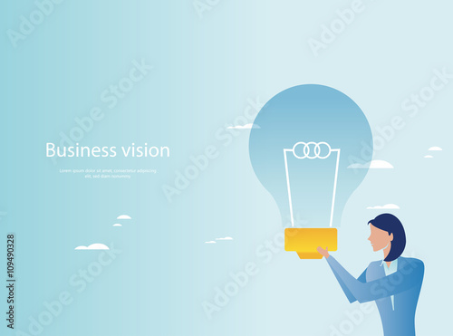 Creative business. Businesswoman holding light bulb