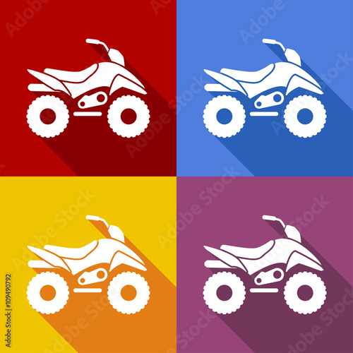 Icono plano quad lateral con sombra en varios colores
