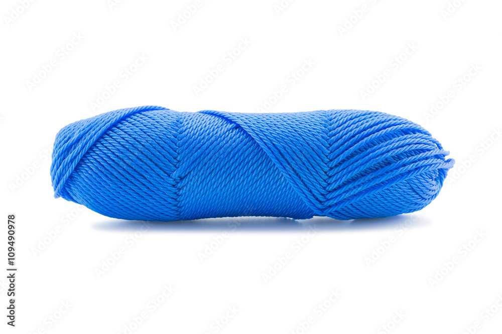 Blue nylon rope roll on white background. Blue nylon rope roll on white background.