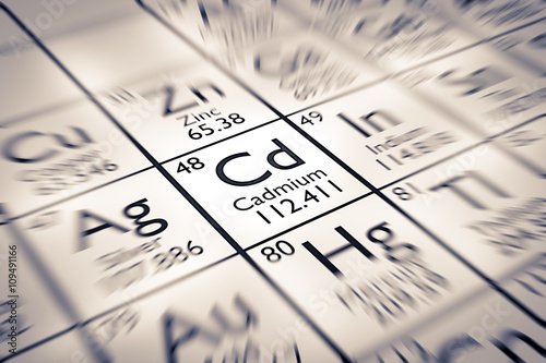 Focus on Cadmium Chemical Element from the Mendeleev Periodic Table photo