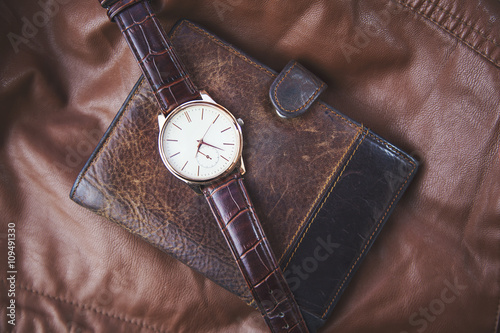 watch,wallet and leather