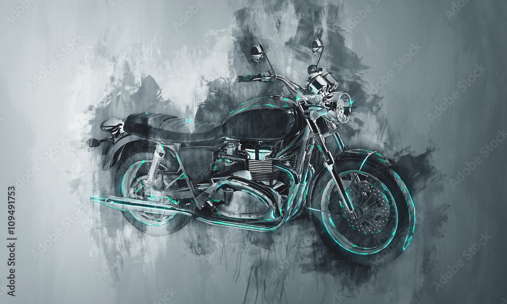 Fototapeta premium Painted motorcycle bike in gray
