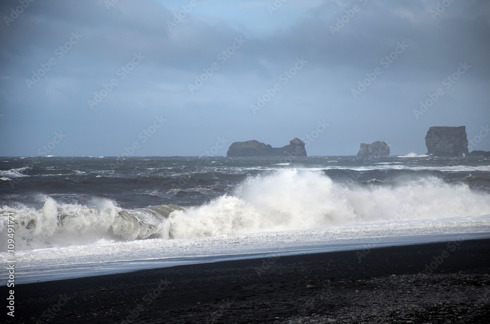 Vik i Myrdal, schwarzer Sandstrand an der Südküste Islands