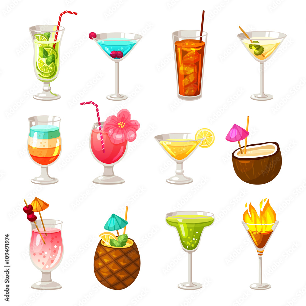 Club Cocktails Icons Set Club Cocktails Icons Set