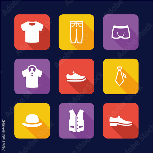 Men`s Clothing Icons Flat Design