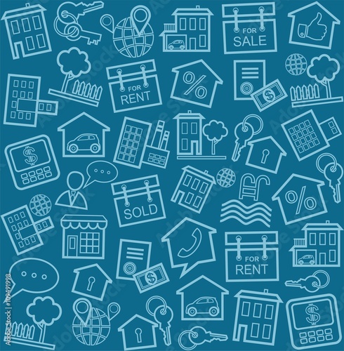 Real estate, background, seamless, rent, sale, color, blue. 