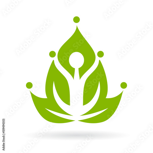 Green yoga meditation logo