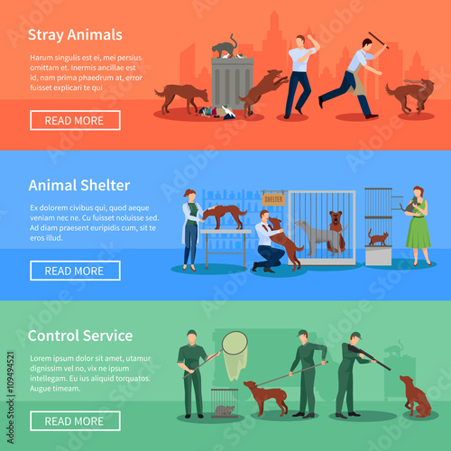 Stray Animals 3 Horizontal Banners Set 