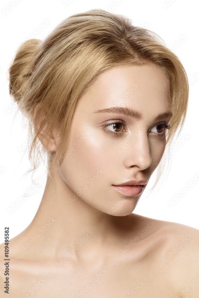 beautiful model lady with natural make-up and blonde hair studio beautiful model lady with natural make-up and blonde hair studio