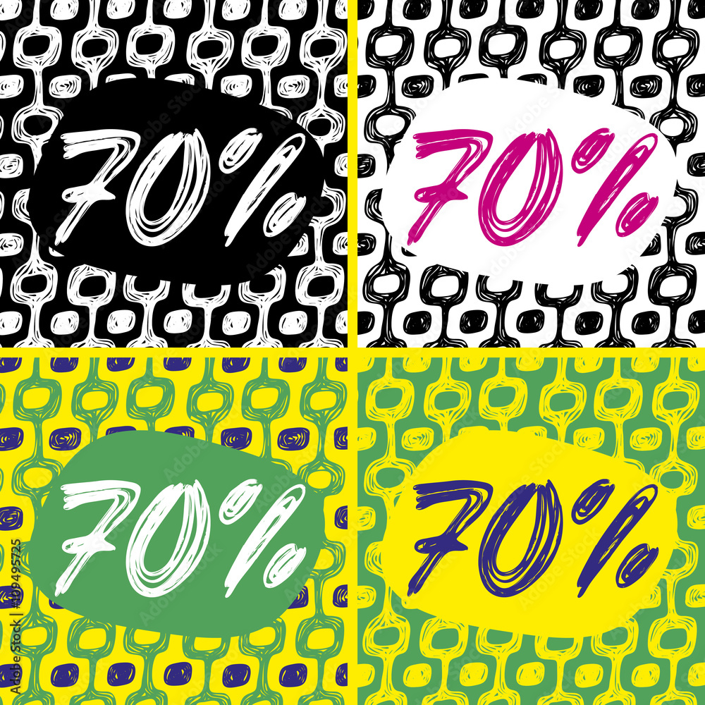 Fototapeta premium Ipanema beach pattern sale set. Vector illustration. 70%