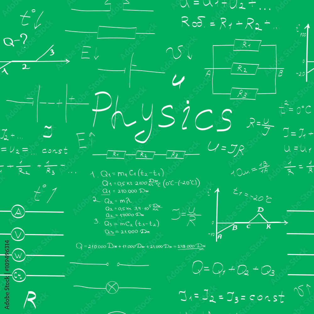 physics formulas seamless pattern