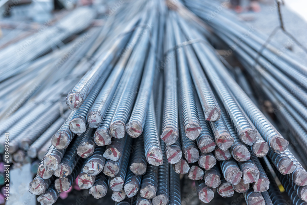 Steel bar background. Reinforcing bar background. Stock Photo Adobe Stock