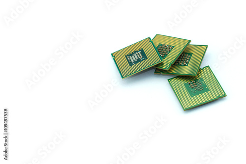 CPU microchip isolated on white background ; brians of computer photo