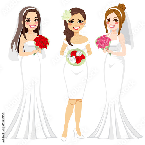 Three full body women chara...