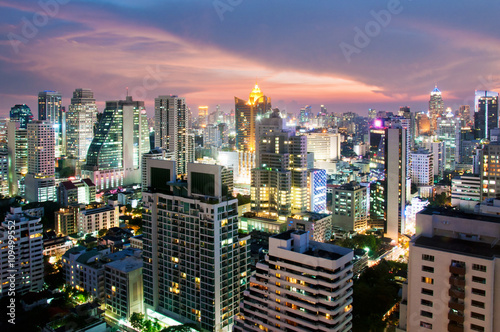 Bangkok skyline in twilight time, Thailand