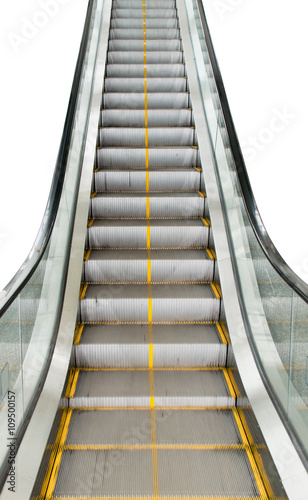 Escalators stairway to transport people isolate on white background
