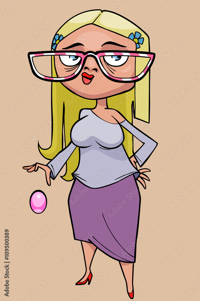 cartoon funny blonde woman with big glasses cartoon funny blonde woman with big glasses