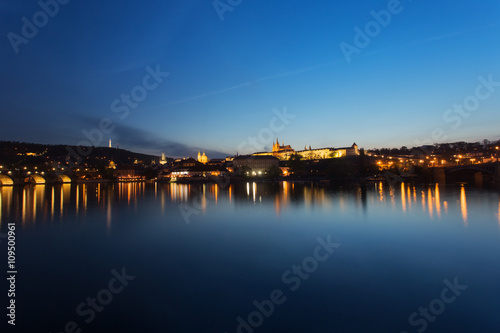 Prague city at night, Charles Bridge, Lobkowicz Palace, Hradcany © michalsanca