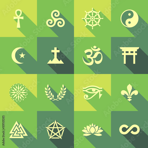 Vector Flat Icon Set - Spirituality Symbols
