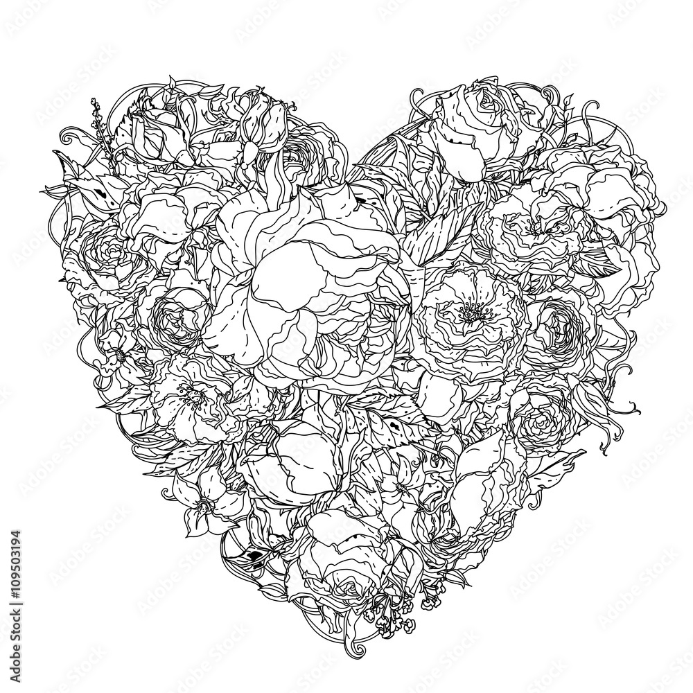 Obraz premium Element zentangle rysunku odręcznego. Czarny i biały. Mandala kwiatowa.