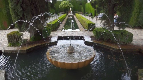 Gardens of the Generalife in Alhambra.  Granada, Spain
