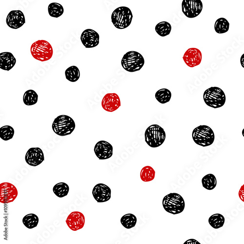 Seamless pattern with hand drawn polka dots 