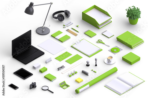 Set of variety blank office objects