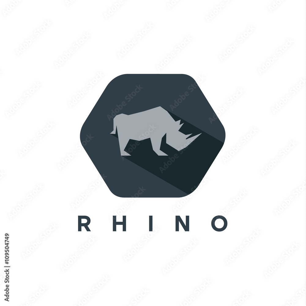 Rhino animal logo illustration of a modern style flat design
