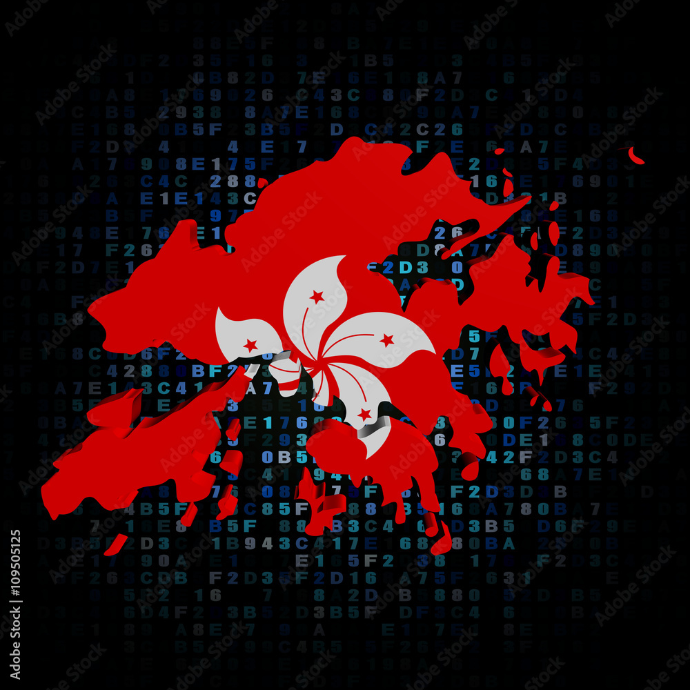 Hong Kong map flag on hex code illustration Hong Kong map flag on hex code illustration
