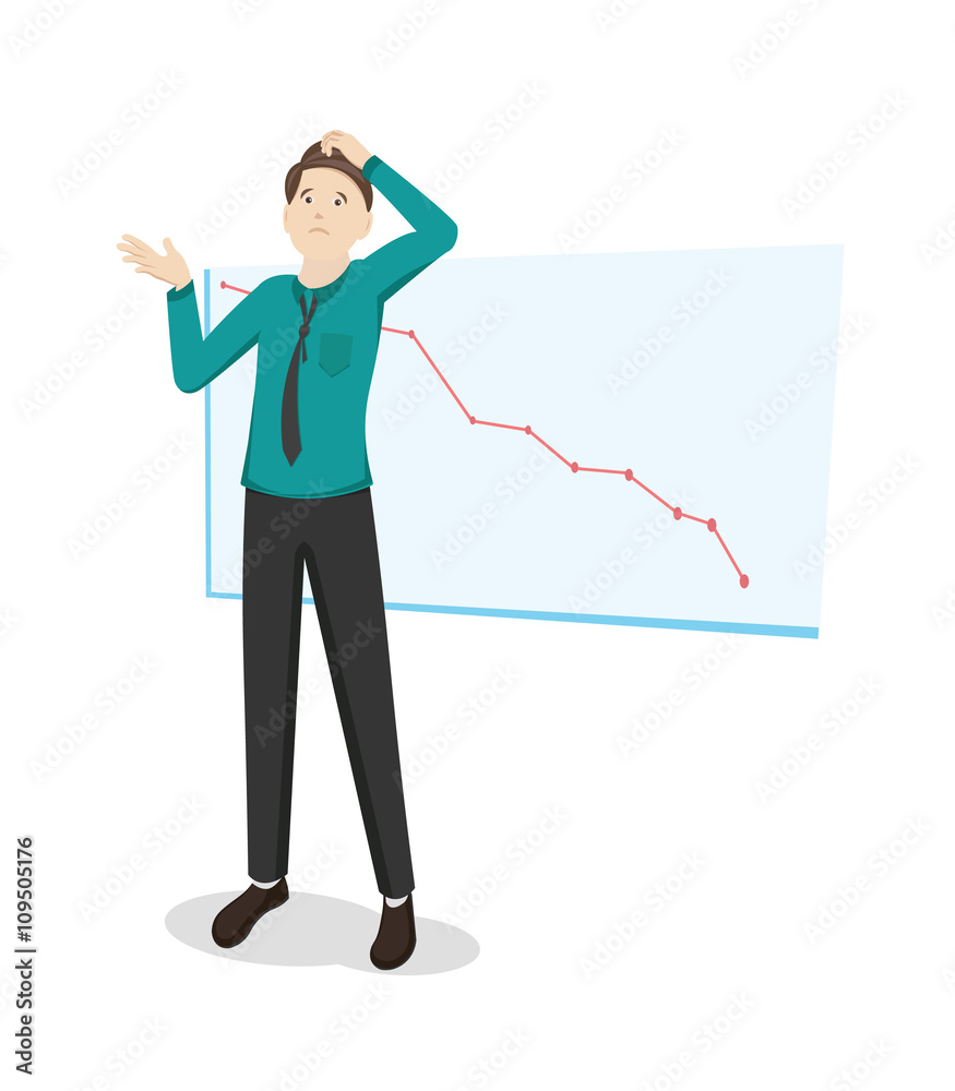 Sad businessman cartoon character vector flat design Sad businessman cartoon character vector flat design