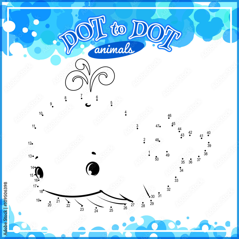 Naklejka premium Educational game for kids: Dot to Dot.