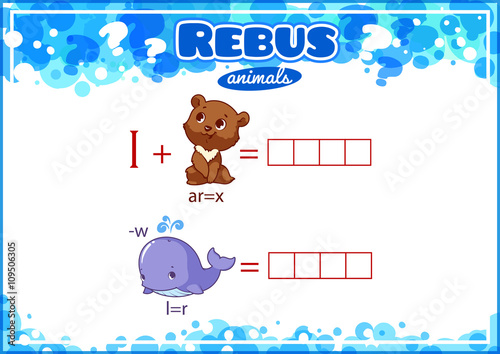 Photos Educational rebus game for kids.