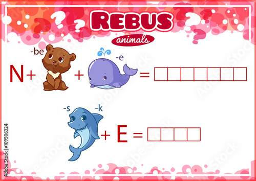 Educational rebus game for kids. photo