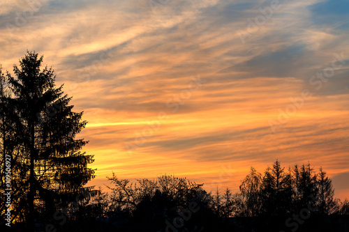 sunset with orange sky and clouds © ArtushFoto