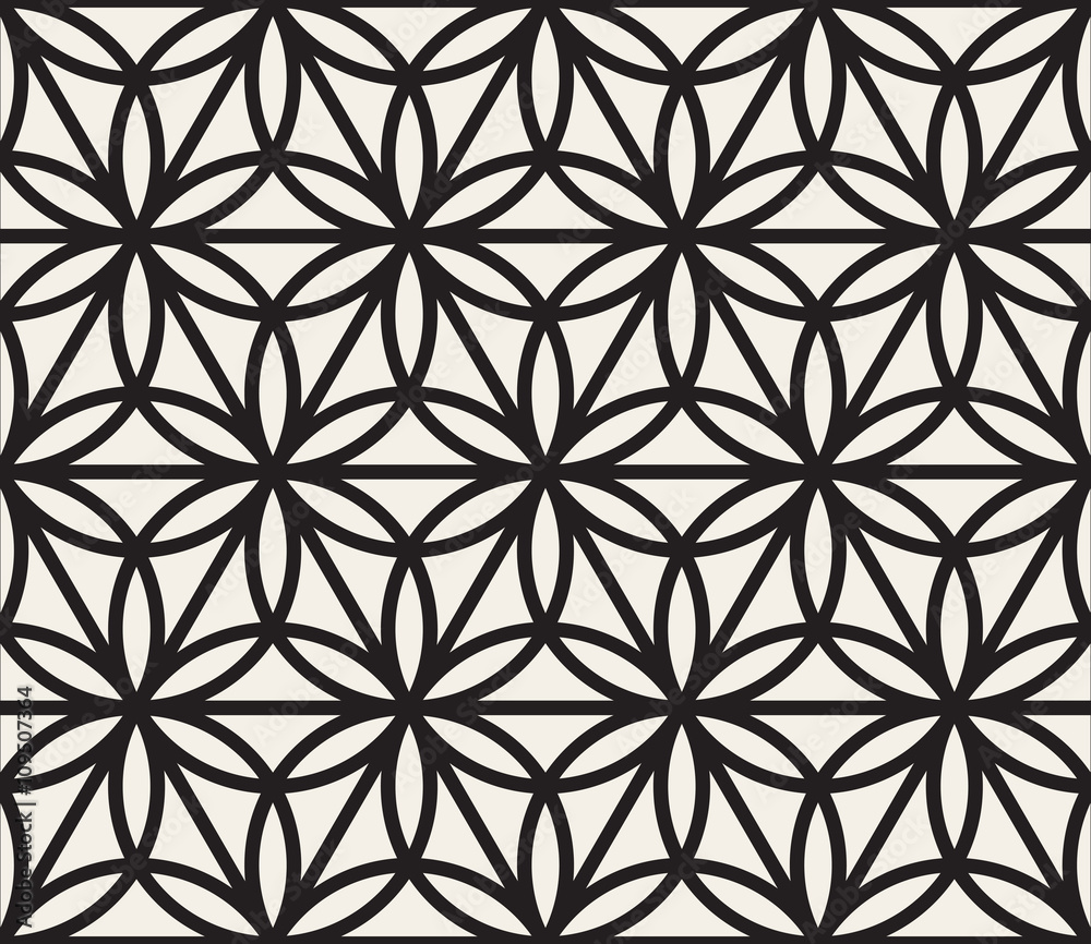 Vector Seamless Black And White Geometric Circle Triangle Shape Pattern